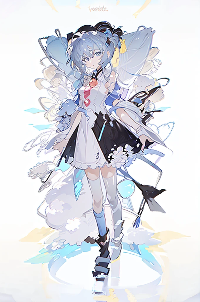 A girl，Standing picture，whole body，Character Design，Bow ruffles，（（Positive face）），（front）