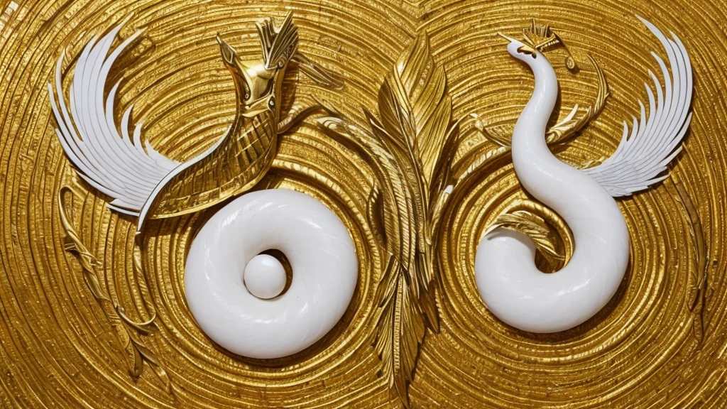 white snake with wings, He wears a crown of golden feathers and in the center of his forehead a golden jewel of gold.