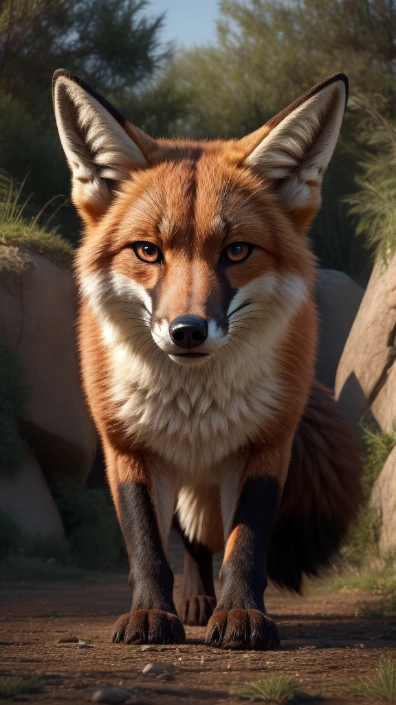 Feral red fox Looking at the viewer 