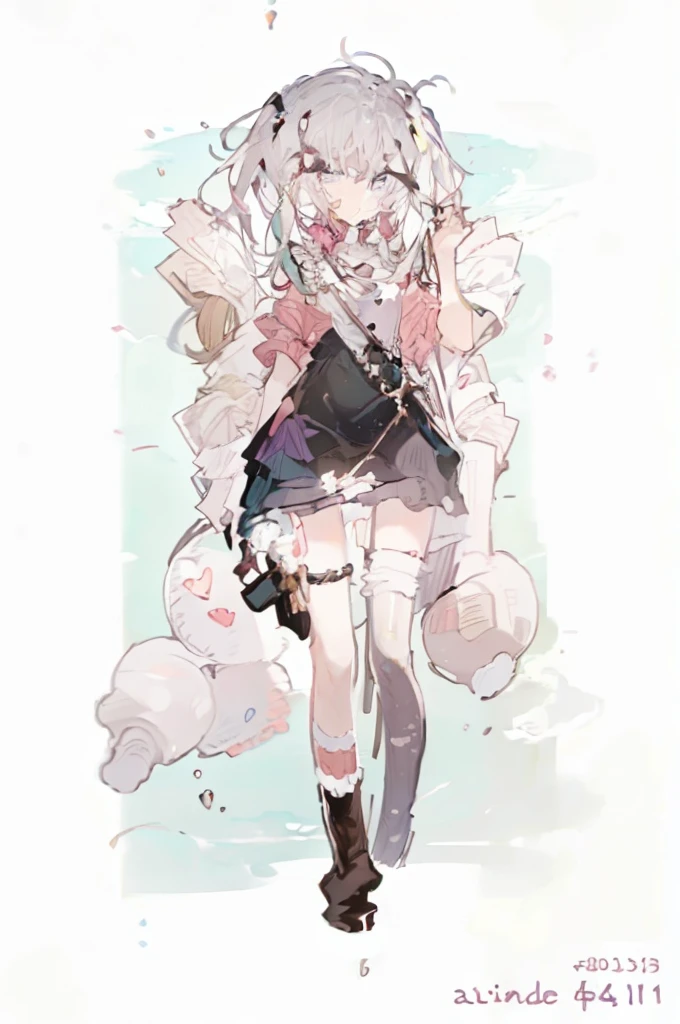 A girl,Standing picture,whole body,Character Design,Bow ruffles