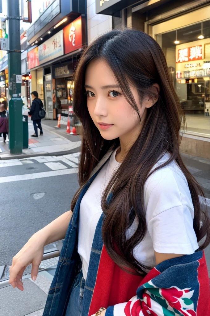 ((Highest quality)), ((masterpiece)), (detailed), Japanese,Street Corner,Beauty,OL,Ikebukuro