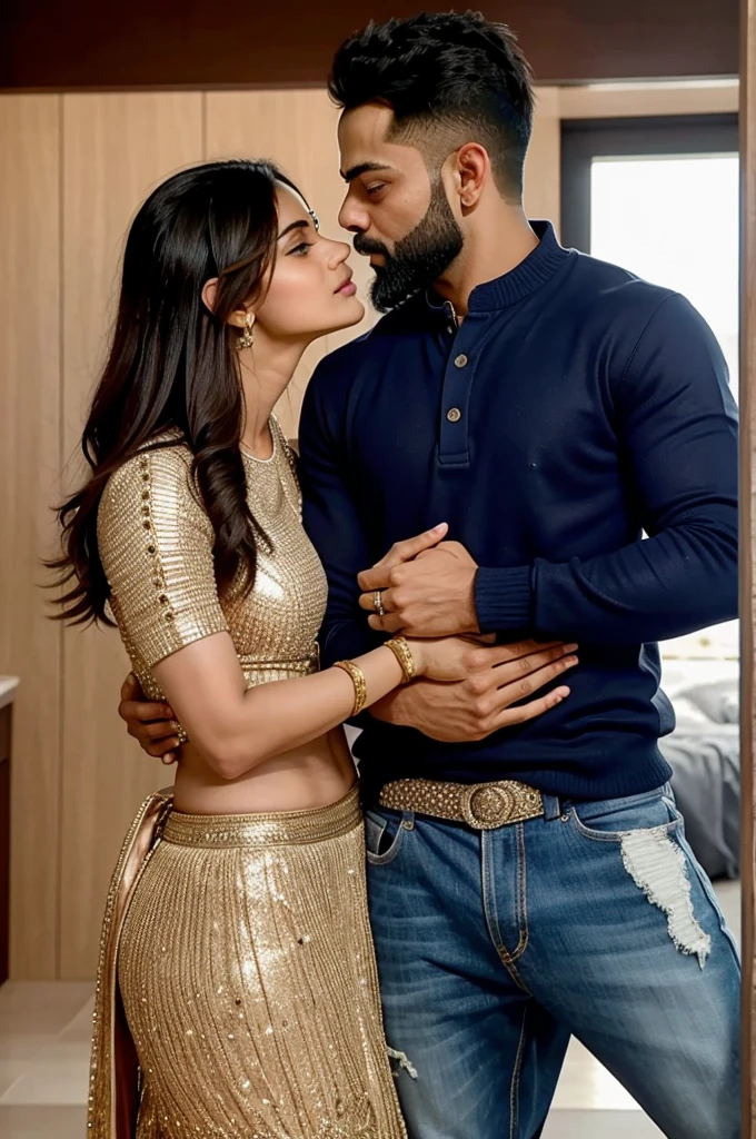 Virat and anushka kissing each other