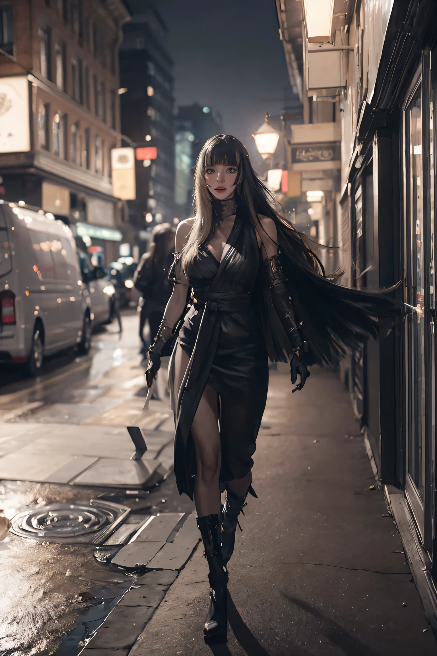 (((Browsing Caution:0.9))),Big Breasts,Narrow waist,(Sexy Body),Rainy night,city,A beautiful woman with gal makeup wearing a sports suit in the downtown area of Gintama, Surrounded by sellers, Beautiful portrait of a stunning goddess girl, Beautifully detailed face, Porcelain Skin, Full Body Shot, Centered, Very soft lighting, Symmetric, complicated, elegant, Very detailed, Realistic, Art Station, Concept Art, Smooth, Created by Greg Rutkowski and Boris Vallejo, cover, trendy style