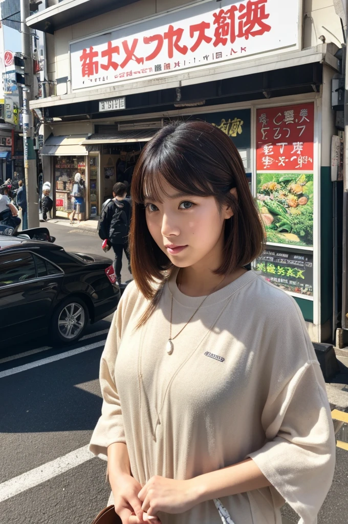 ((Highest quality)), ((masterpiece)), (detailed), Japanese,Street Corner,Beauty,OL,Ikebukuro