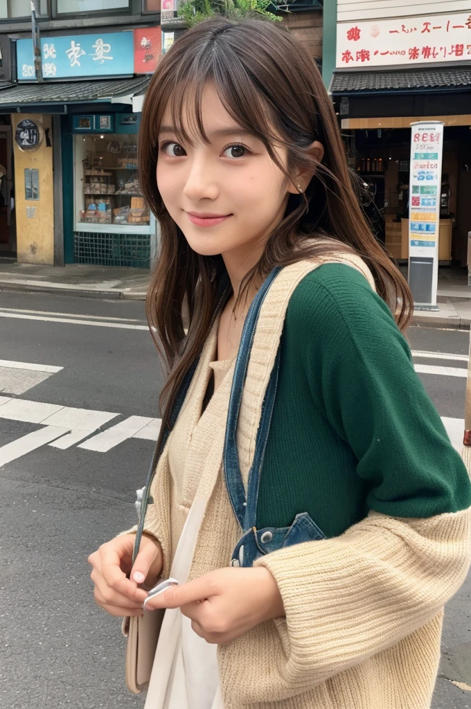 ((Highest quality)), ((masterpiece)), (detailed), Japanese,Street Corner,Beauty,OL,cute