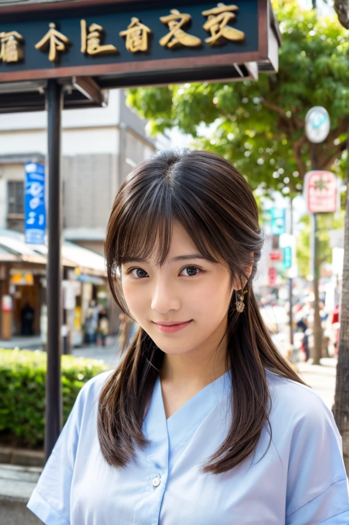 ((Highest quality)), ((masterpiece)), (detailed), Japanese,Street Corner,Beauty,OL,cute