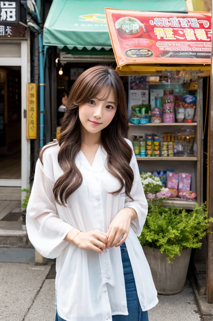 ((Highest quality)), ((masterpiece)), (detailed), Japanese,Street Corner,Beauty,OL,cute