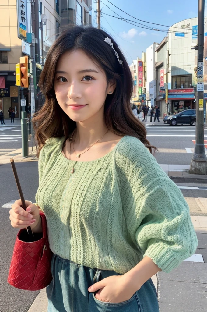 ((Highest quality)), ((masterpiece)), (detailed), Japanese,Street Corner,Beauty,OL,cute