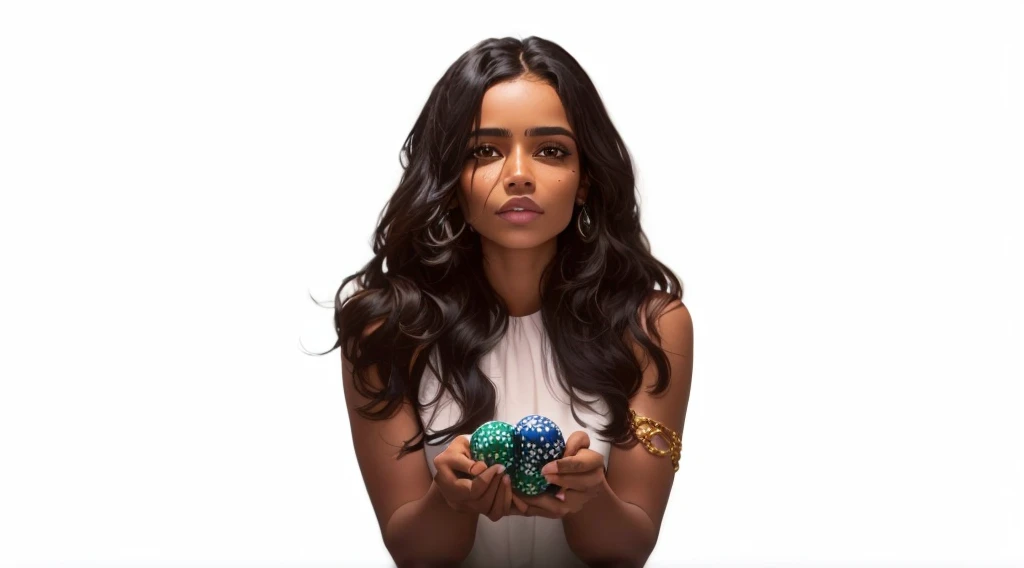 Dravidian woman holding a green and blue ball in her hands, casino, online casino logo, poker, Jody Herolle, On black background, Profile photo, gamble, 3 0-year-old female, 30-year-old female, playing poker, Looks cool, Stunning images, Stella Maeve, the gorgeous magician, EUR, 40-year-old female