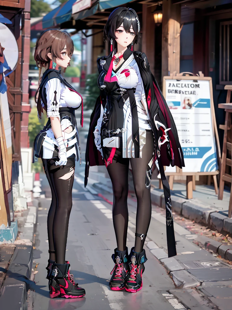 1girl,,legwear,,anklet,black hair,straight_hair,hime cut,long hair,sneakers,huge filesize,scarf，shorts