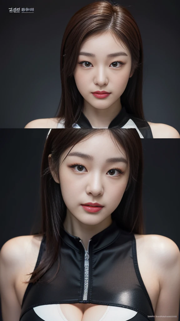 1 woman、Korean、Korean、cyberpunk suit、smooth rubber、tight suit、chest chuck、intricate details、high quality、(upscale:1.4)、Staring at me、ultra realistic 8k、Perfection face、perfection、clean、masterpiece、professional artwork、famous works、Perfection face、beautiful expression、beautiful eyes、short black hair、high heels、wet hair、very big breasts、best image quality、natural background、(focus on chest)、No pants, (RAW Photography:1.2)、top-quality、white, a beautiful detailed girl、tight water suit、latex wet suit, a smile、Twin-tailed、extremely detailed eye and face、beatiful detailed eyes、huge filesize、hight resolution、hight resolution、8k wallpapenely detail、Highly detailed ticker uniform 8k wallpaper、Light on the face、movie lighting、16-year-old girl、sexy pose、(photorealisim:1.4)、illustratio、surrealism、 frombelow、super detailing、masterpiece