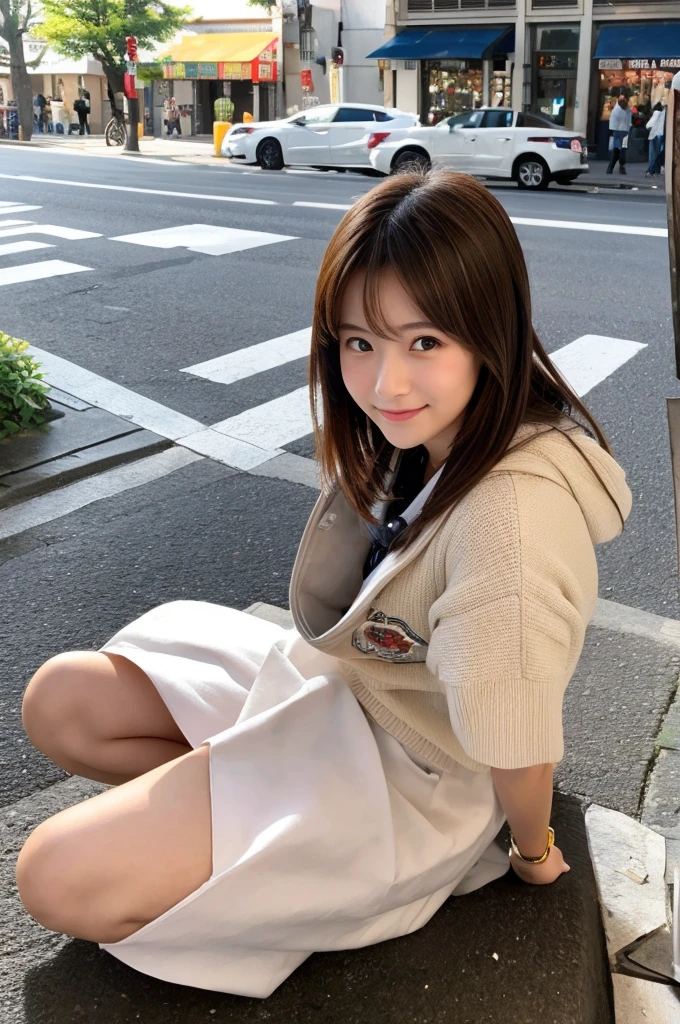 ((Highest quality)), ((masterpiece)), (detailed), Japanese,Street Corner,Beauty,OL,cute