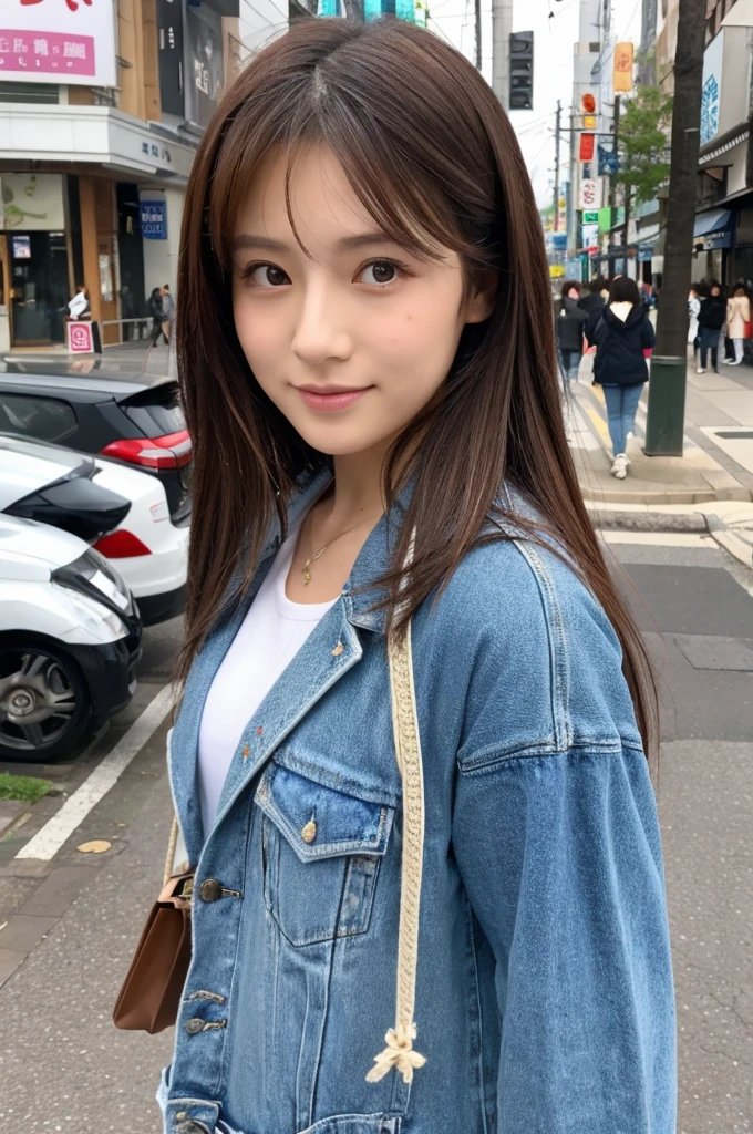 ((Highest quality)), ((masterpiece)), (detailed), Japanese,Street Corner,Beauty,OL,cute