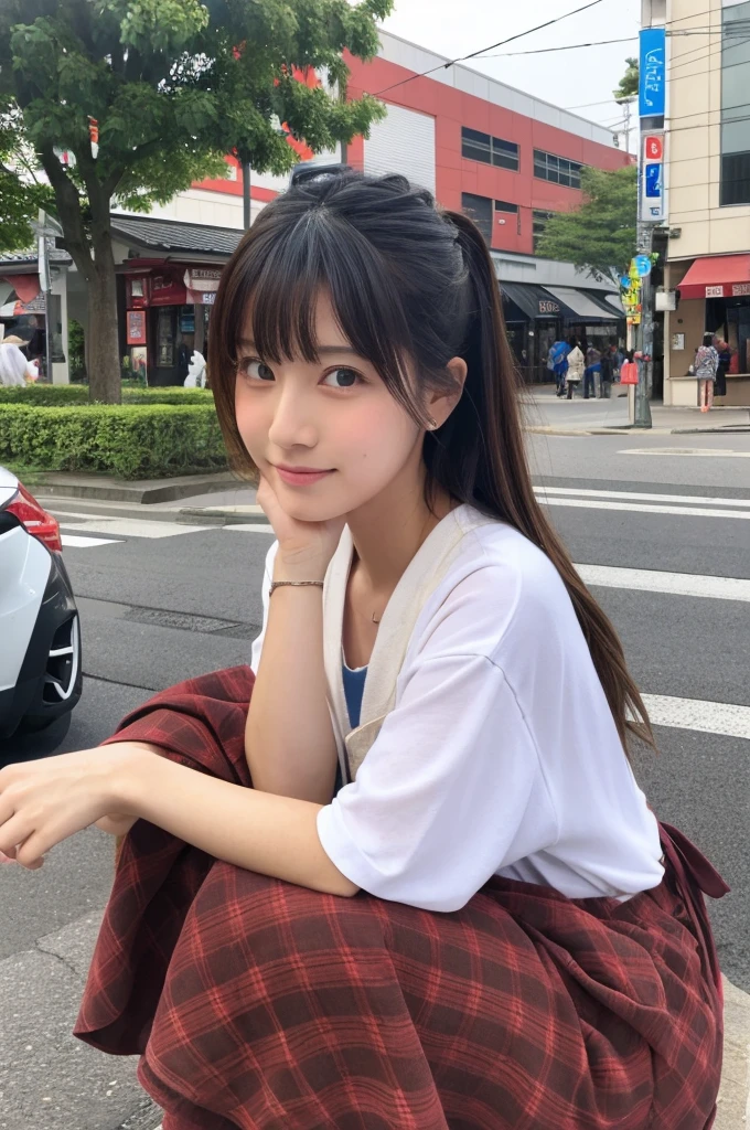 ((Highest quality)), ((masterpiece)), (detailed), Japanese,Street Corner,Beauty,OL,cute