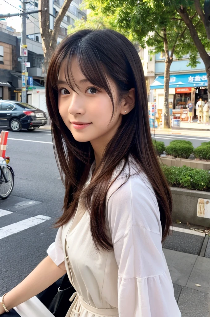 ((Highest quality)), ((masterpiece)), (detailed), Japanese,Street Corner,Beauty,OL,cute
