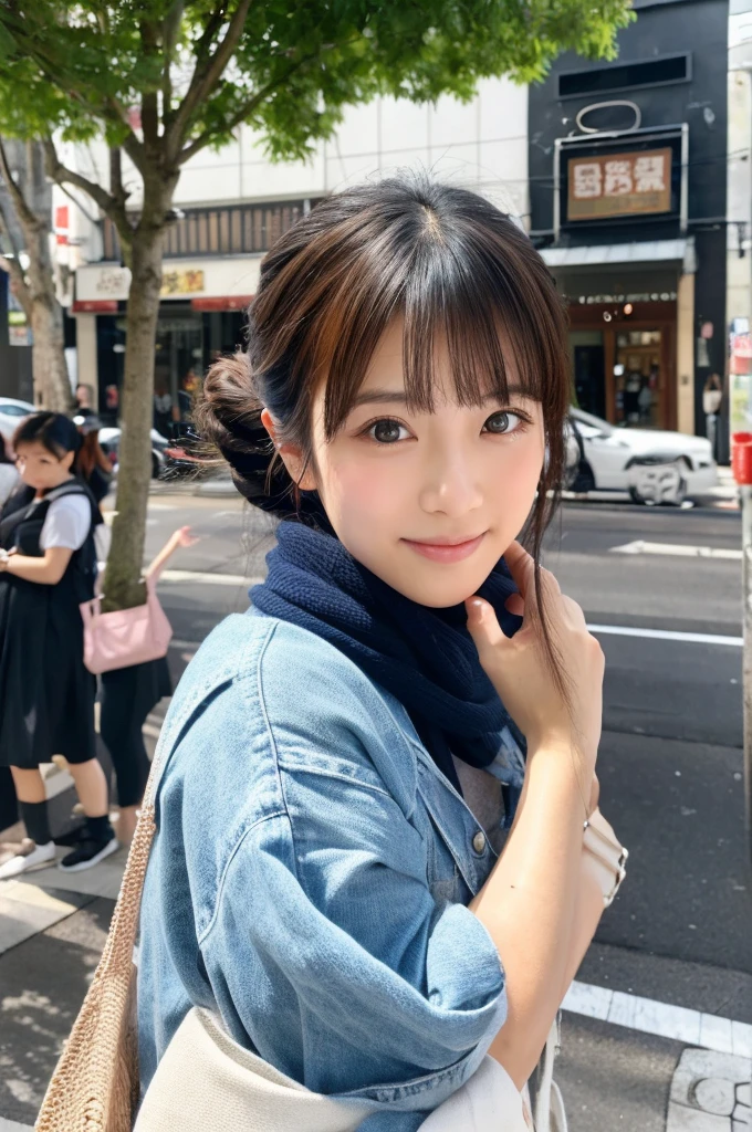 ((Highest quality)), ((masterpiece)), (detailed), Japanese,Street Corner,Beauty,OL,cute