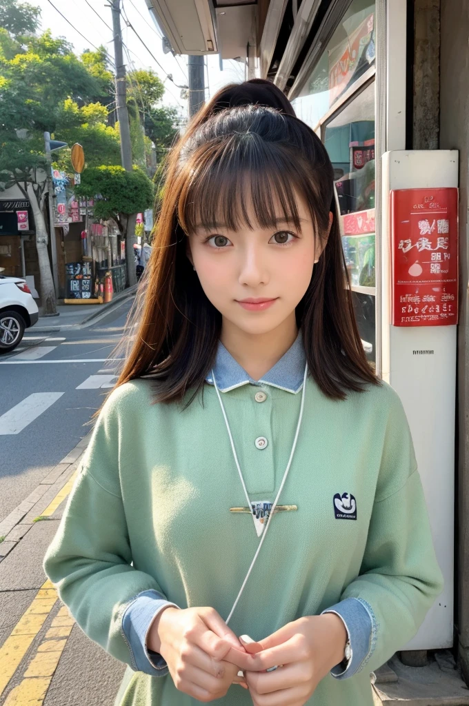 ((Highest quality)), ((masterpiece)), (detailed), Japanese,Street Corner,Beauty,OL,cute