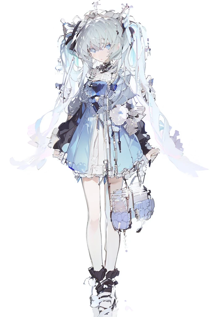 A girl，Standing picture，whole body，Character Design，Bow ruffles