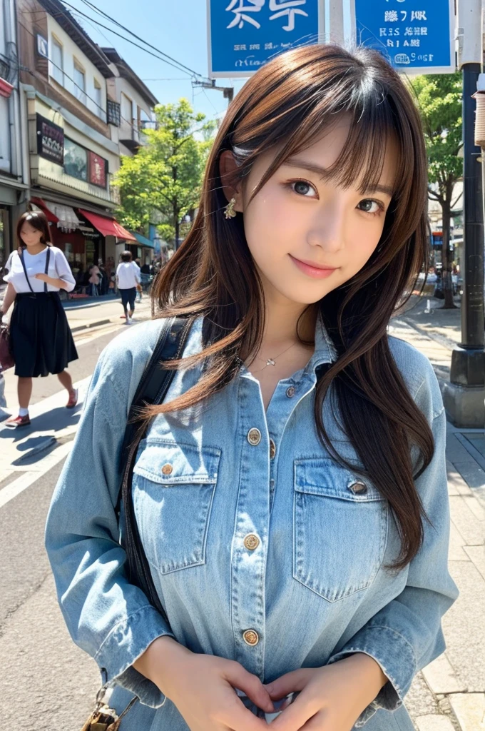 ((Highest quality)), ((masterpiece)), (detailed), Japanese,Street Corner,Beauty,OL,cute