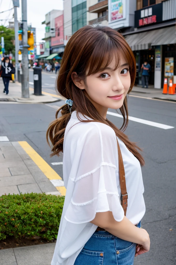 ((Highest quality)), ((masterpiece)), (detailed), Japanese,Street Corner,Beauty,OL,cute