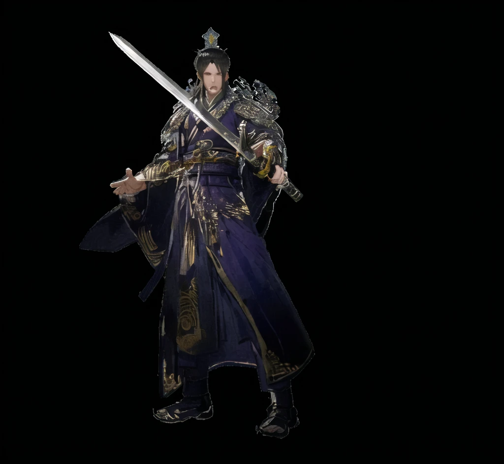 The picture of Alafud is a man wearing purple clothes、Man with a sword, guan yu, heise jinyao, zhao yun, Inspired by Huang Shen, Inspired by Li Kan, xianxia hero, bian lian, Masamune shiro, Inspired by Hu Zaobin, inspired by Cao Zhibai, Masamune, feng shu, Dynasty Warriors