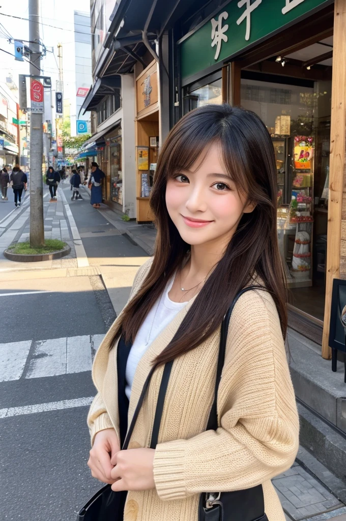 ((Highest quality)), ((masterpiece)), (detailed), Japanese,Street Corner,Beauty,OL,cute