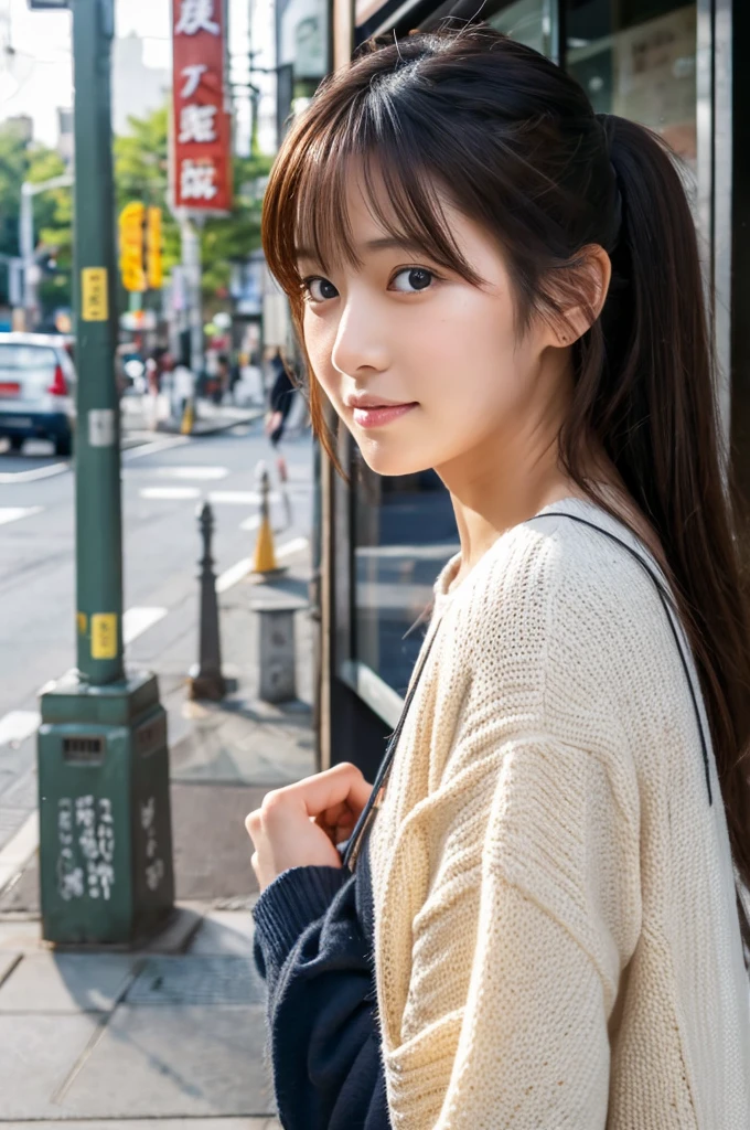 ((Highest quality)), ((masterpiece)), (detailed), Japanese,Street Corner,Beauty,OL,cute