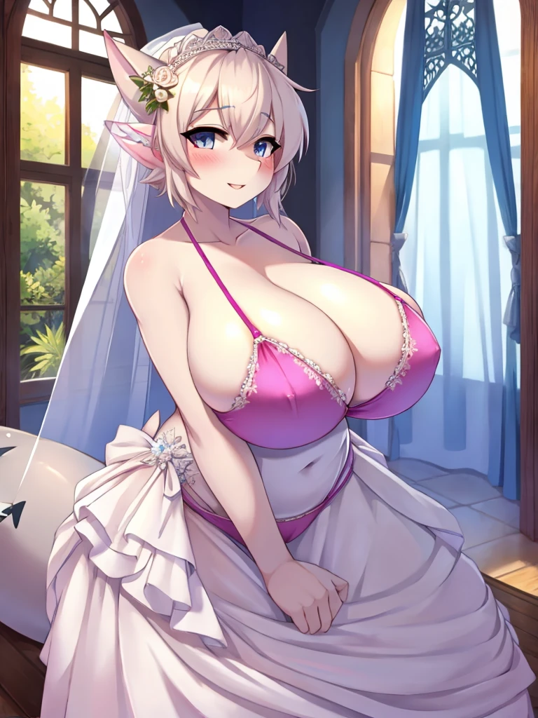 Shark girl, very sexy, big breasts, wedding dress bikini