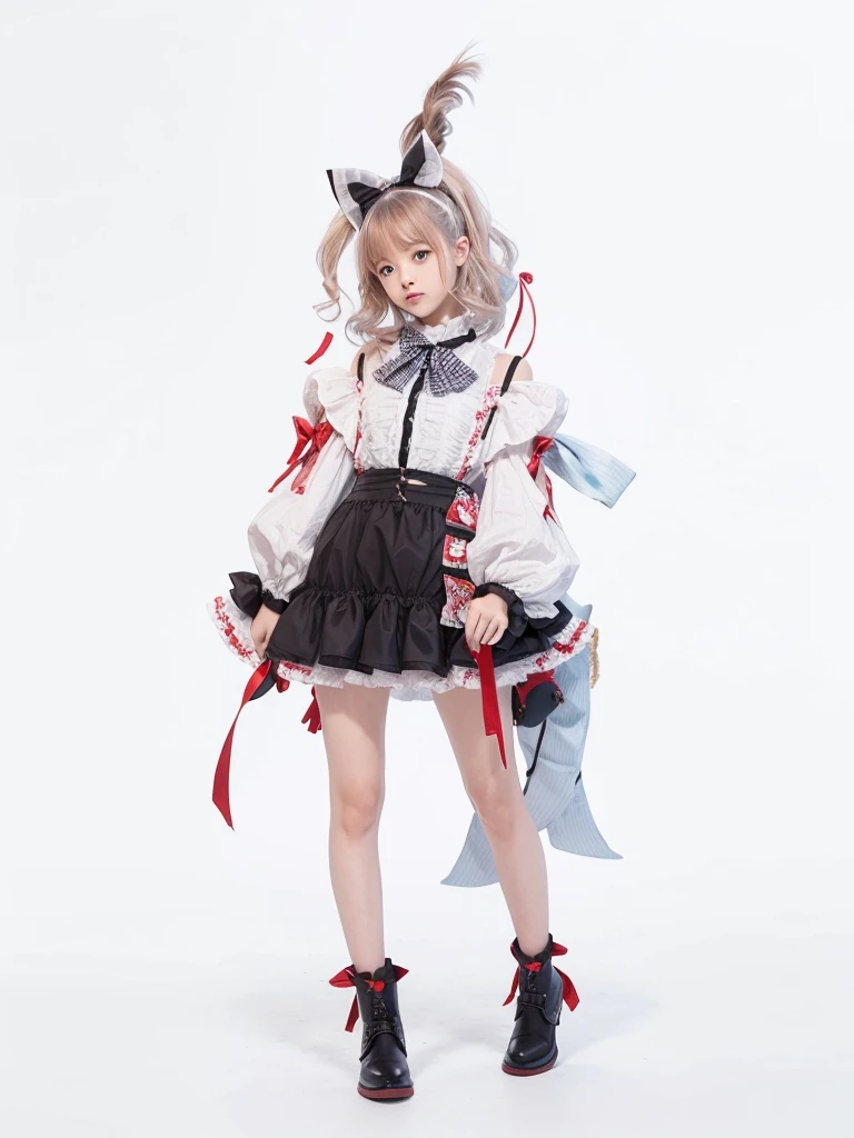 A girl，Standing picture，whole body，Character Design，Bow ruffles