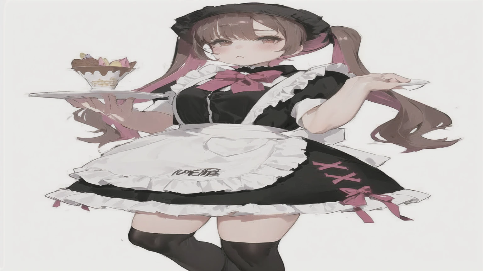 anime girl in Maid outfit holding a plate with a cupcake, anime girl in a Maid costume, Maid outfit, anime cat girl in a Maid costume, Maid dress, Maid, Cute anime waifu in a nice dress, gorgeous Maid, I also make fan art, Cute girl anime visuals, wearing Maid uniform, Rorish, Lori, Splash Art Anime Loli