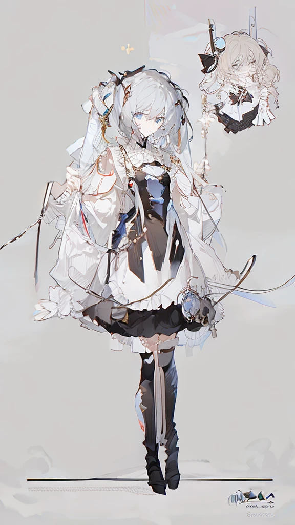 A girl,Standing picture,whole body,Character Design,Bow ruffles