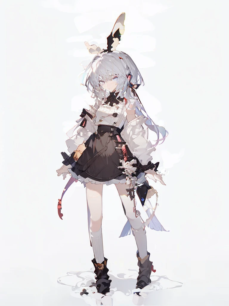 A girl，Standing picture，whole body，Character Design，Bow ruffles