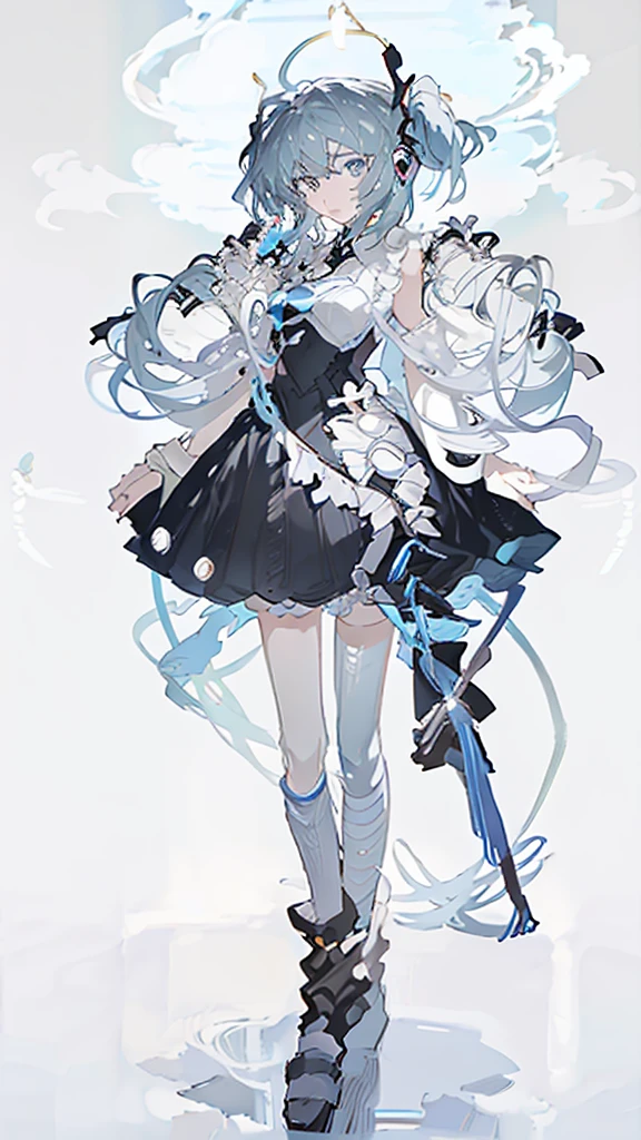 A girl，Standing picture，whole body，Character Design，Bow ruffles