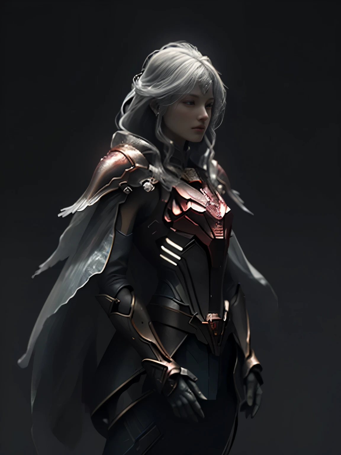 World Style，Armor Girl，Crystal material（3D rendering armor，refractive index：1.76 - 1.78，Albedo：0.03 - 0.05，ambient Light：Between 20-50，color：Dark Red, Medium saturation，Type of Light：ambient Light：1.2，Light source color：北极Light，Light源强度：Between 1 and 2，Light源方向：Adjust the position and direction of the Light source appropriately according to the shape and material of the object，Number of Light sources：2 - 3 Light sources
）Crystal exoskeleton，Red cape，Beautiful female knight，Detailed fantasy art，Red crystal armor，（Red crystal：15），（Red 0.5），（Crystal texture：1.5），Light滑的表面，high transparency，HD晰度，Texture and detail inside the material，Piezoelectric effect，逆Piezoelectric effect，Light学衍射，Amazing Armor，2.5D CGI fantasy artwork， 4K Fantastic Details，High Detail, Surrealism, Cubism, Constructivism, Chiaroscuro, Light线追踪, backLight, Stereoscopic View, Light, UHD, Retina, masterpiece, precise, Anatomically correct, high resolution, best quality, Textured Skin, HD, 4K