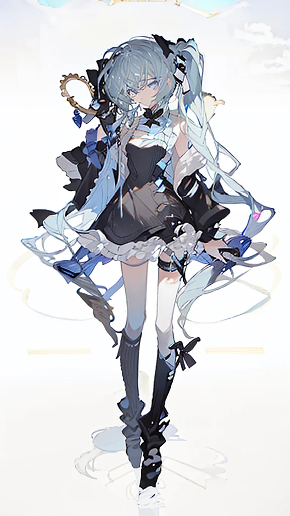 A girl，Standing picture，whole body，Character Design，Bow ruffles