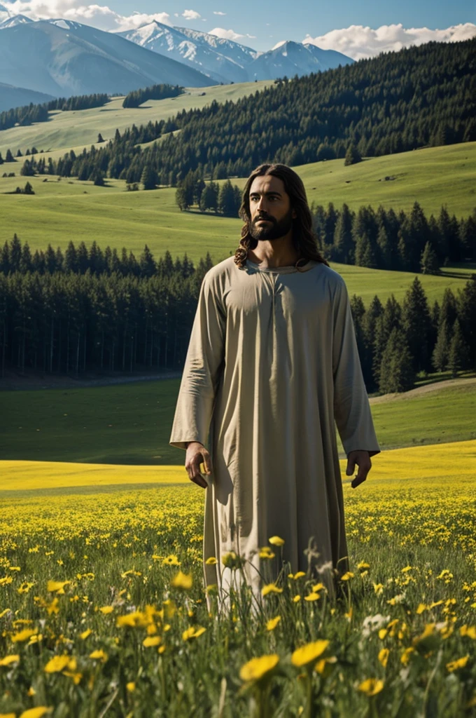 Jesus in a meadow