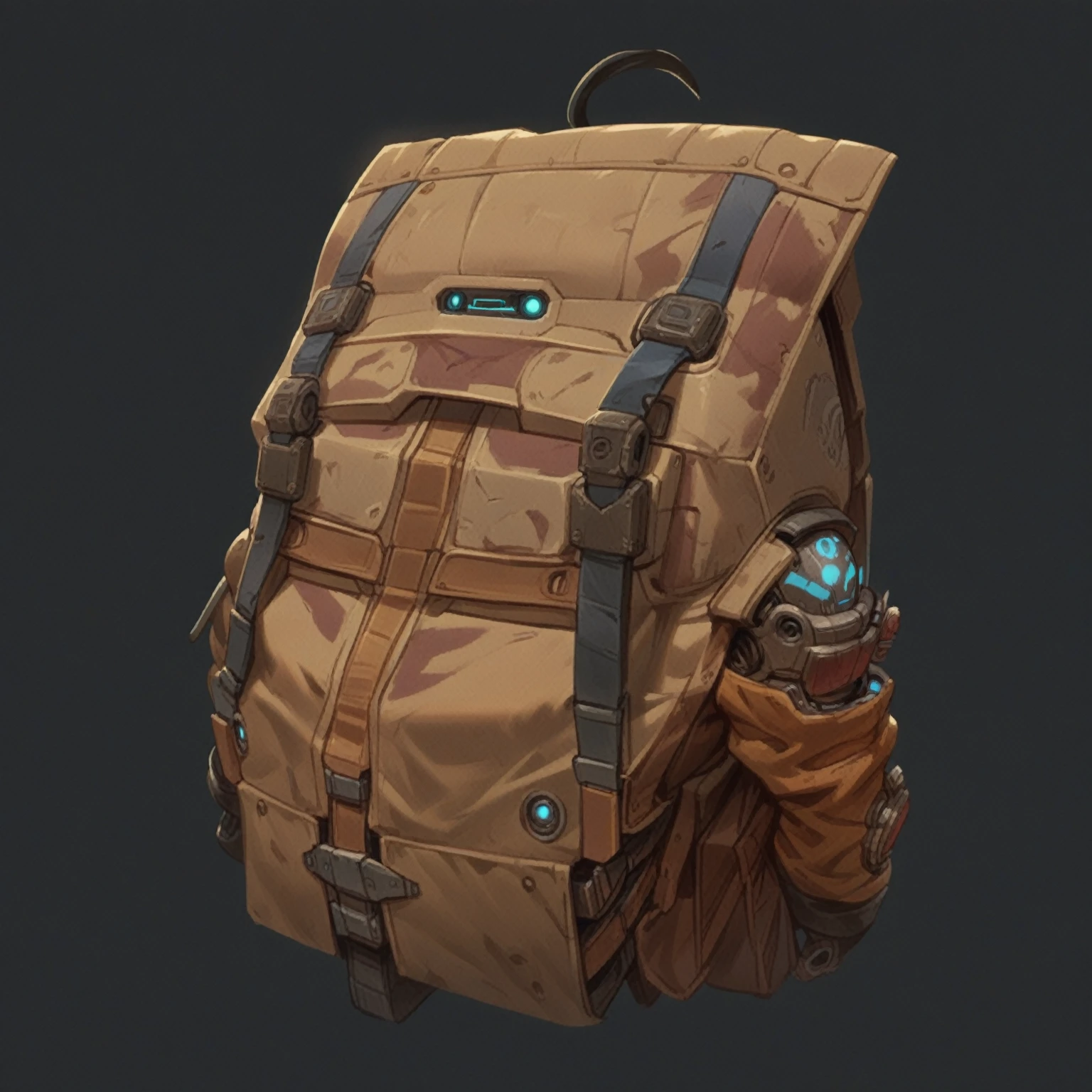 military Backpac, borderlands style, artstation, futuristic, concept art, hand paint texture