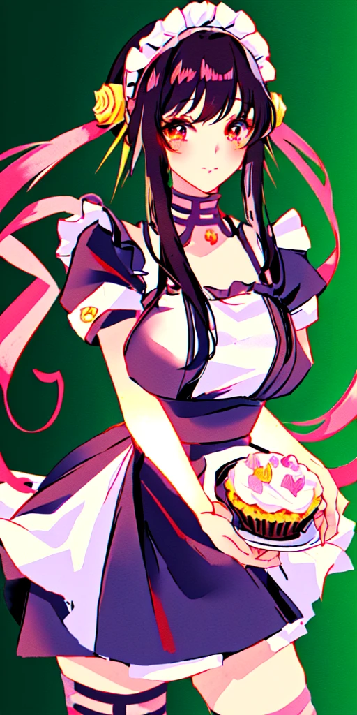 anime girl in Maid outfit holding a plate with a cupcake, anime girl in a Maid costume, Maid outfit, anime cat girl in a Maid costume, Maid dress, Maid, Cute anime waifu in a nice dress, gorgeous Maid, I also make fan art, Cute girl anime visuals, wearing Maid uniform, Rorish, Lori, Splash Art Anime Loli