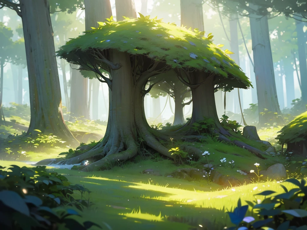 a fantastical light forest landscape, lush greenery, sunbeams streaming through the canopy, magical atmosphere, ( best quality, 4k, 8k, highres, masterpiece:1.2), ultra-detailed, (realistic, photorealistic, photo-realistic:1.37), intricate foliage, detailed trees, mystical lighting, glowing mushrooms, ethereal mist, dreamy depth of field, fantasy, landscape, cinematic, vibrant colors, natural colors