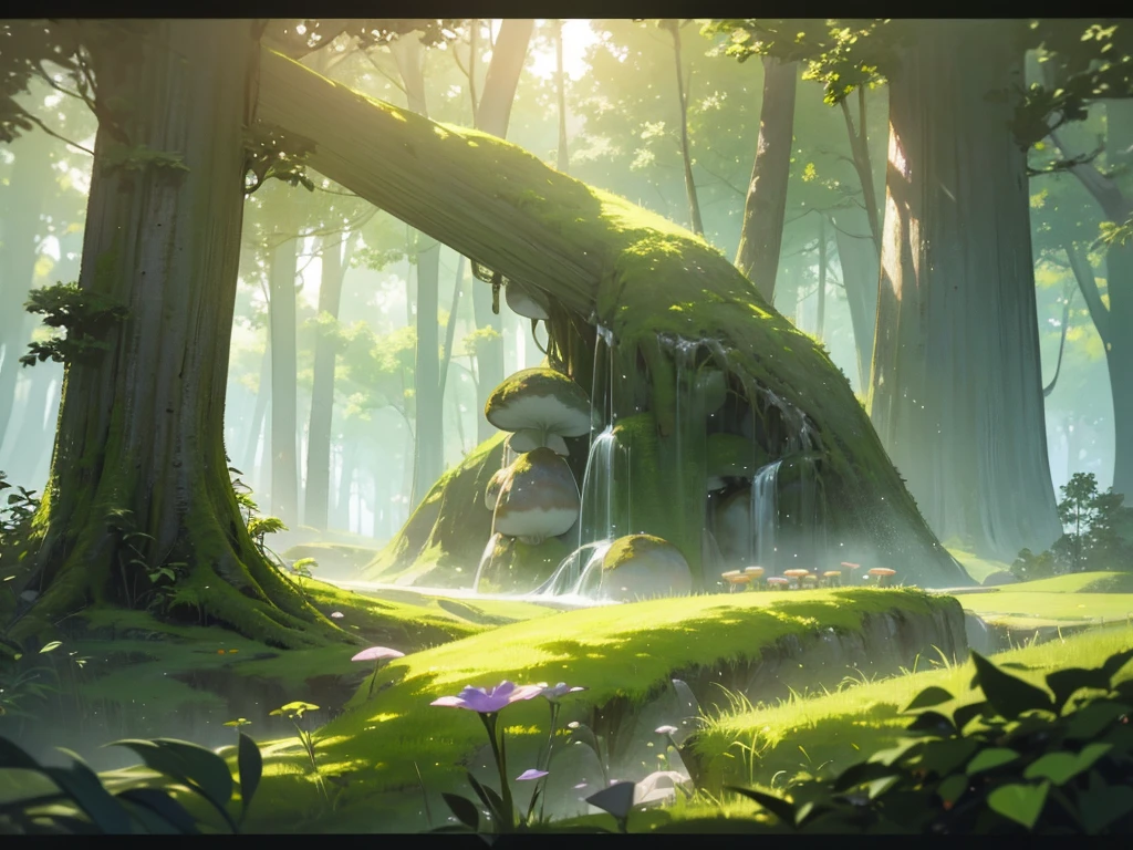 a fantastical light forest landscape, lush greenery, sunbeams streaming through the canopy, magical atmosphere, ( best quality, 4k, 8k, highres, masterpiece:1.2), ultra-detailed, (realistic, photorealistic, photo-realistic:1.37), intricate foliage, detailed trees, mystical lighting, glowing mushrooms, ethereal mist, dreamy depth of field, fantasy, landscape, cinematic, vibrant colors, natural colors