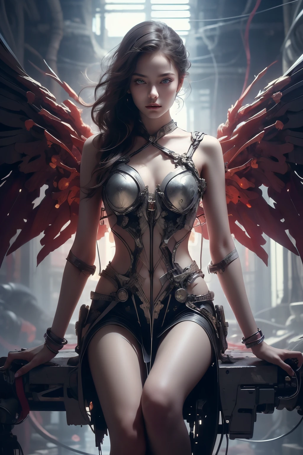 female warrior,eerie dark,bloody,wearing open kimono,bandages on chest,fitted,abdomen,japanese tattoo,long hair,ponytail,holding sword,looking at viewer,perfect anatomy,near perfection,dynamic,highly detailed,smooth,sharp focus,art by Carne Griffiths and Wadim Kashin,trending on artstation,sharp focus,intricate detail,highly detailed,by greg rutkowski,mysterious,epic,cinematic,digital art,4K,epic fantasy style,,Damp black hair,Covered in sweat,Devil figure,slim,Front convex and back curved,Perfect body,的Very detailed details of the face,Clear facial features,Fair and delicate skin,long legs,Avoid changing the facial features of the reference image,Perfect facial features,Very detailed details of the face,Glowing eyes,Big breasts,Cleavage,clavicle,Light arm,Bare legs,Black over the knee,Perfect body proportions,Long legs,Devil figure,Real skin texture,Glowing translucent skin,Real skin pores,Perfect hands,Perfect hands臂,Perfect hands指,Perfect legs,Perfect feet,Perfect feet趾,Avoid all kinds of hair,Avoid human anatomy errors,No clothes,Avoid skirts