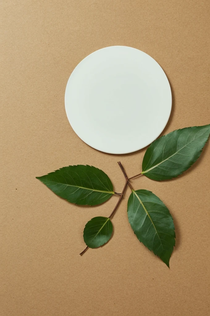 Draw a logo with an image of birch leaves and schematically inscribed in a brown circle. Place the circle on a light green background. Make the logo in a minimalist style.