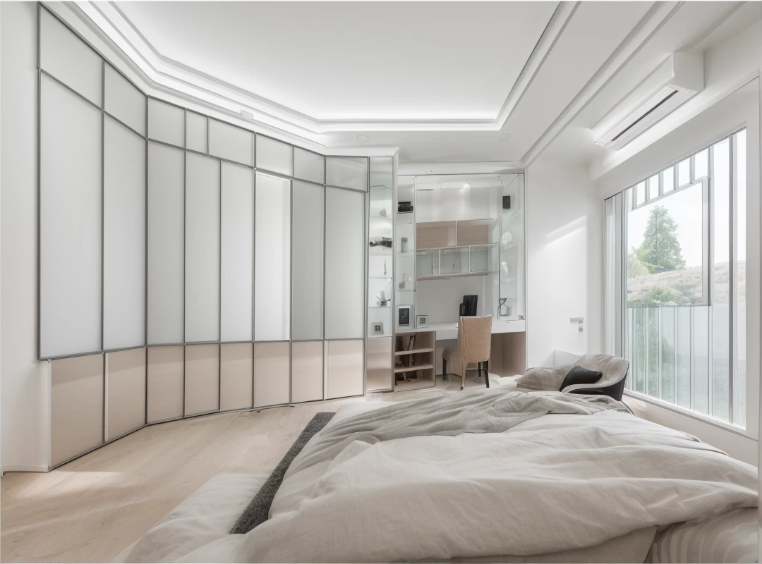 RAW photo,Masterpiece,high quality,best quality,authentic,super detail, interior (Aluminum glass door showroom) ((Modern minimalist lines:1.2)),railing glass,glass windows,trees, (high detailed :1.2),8k uhd,dslr,spot lighting,high quality,photography shot with Leica CL with Leica Summilux-TL 35mm f-1.4 ASPH,