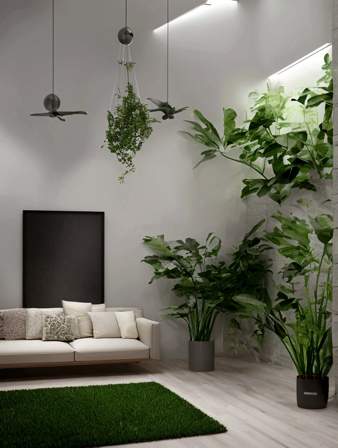 Interior perspective,Spacious interior,Modern taste,Calm atmosphere,Foliage plant,Low sofa,Spacious space