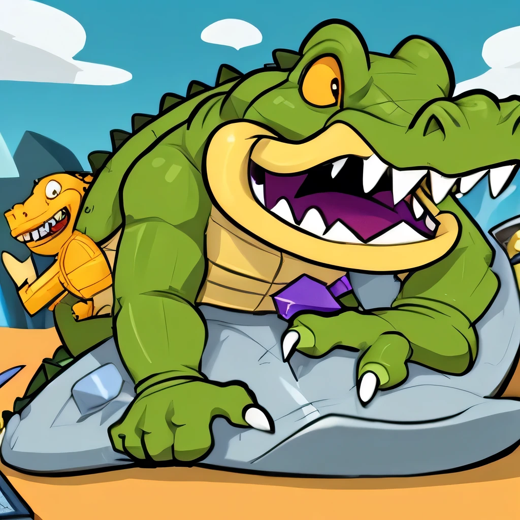 A cartoon crocodile crushes Bitcoin and Ethereum