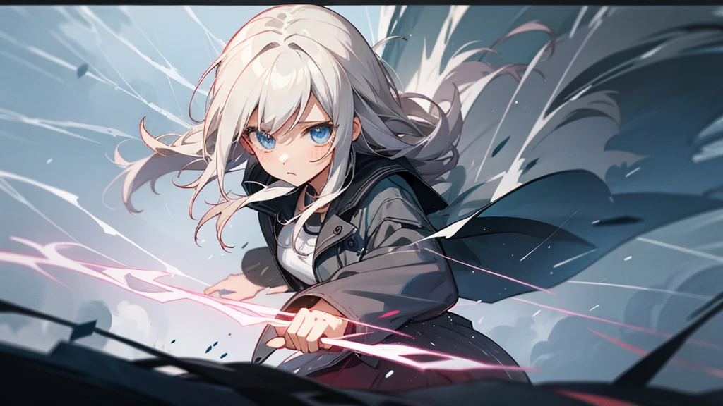 Girl Manga Lightning Storm With Rain.