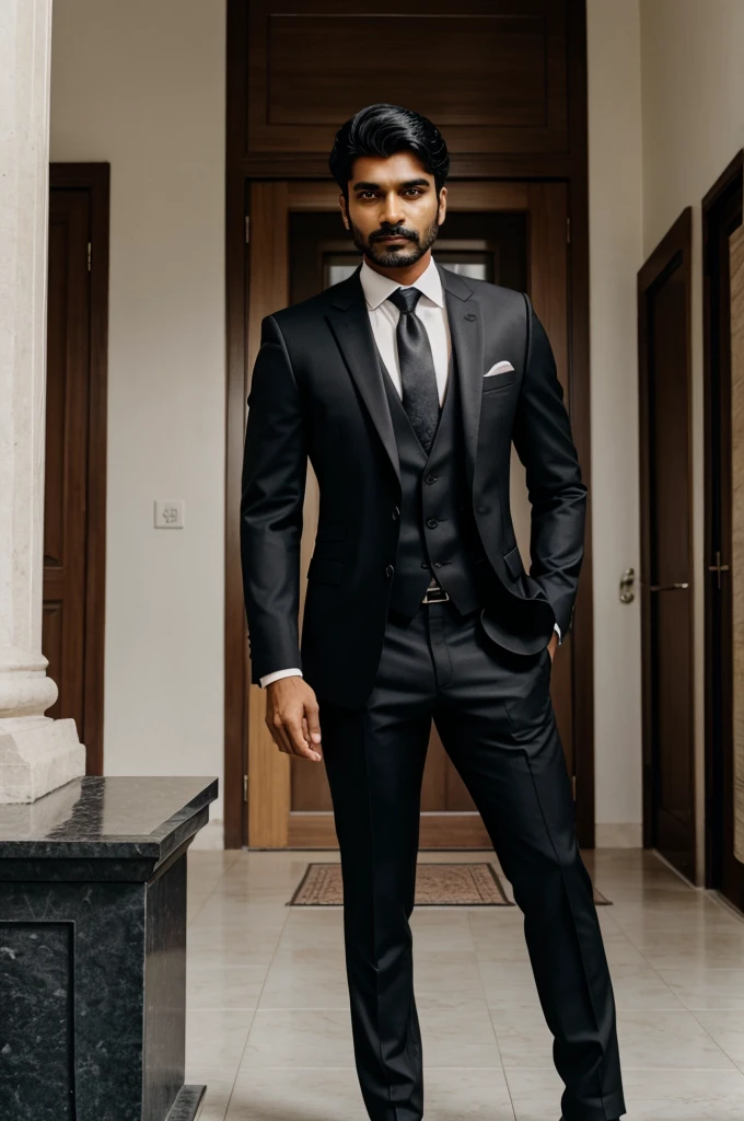 A Indian man in black suit