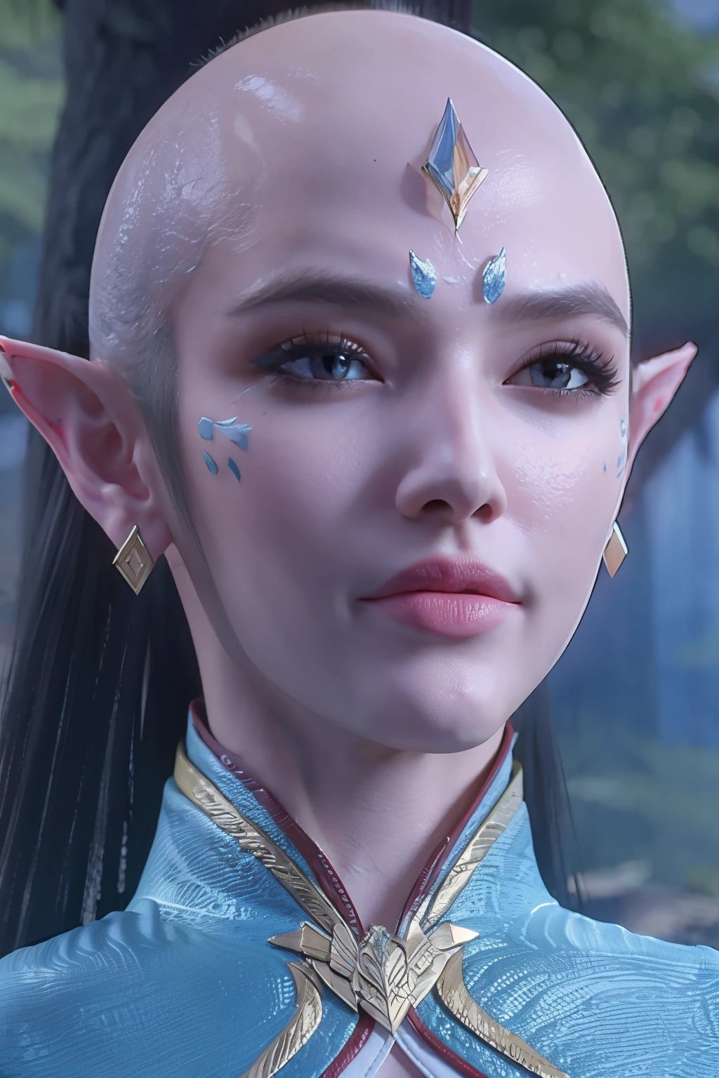 bald, pointed ears 