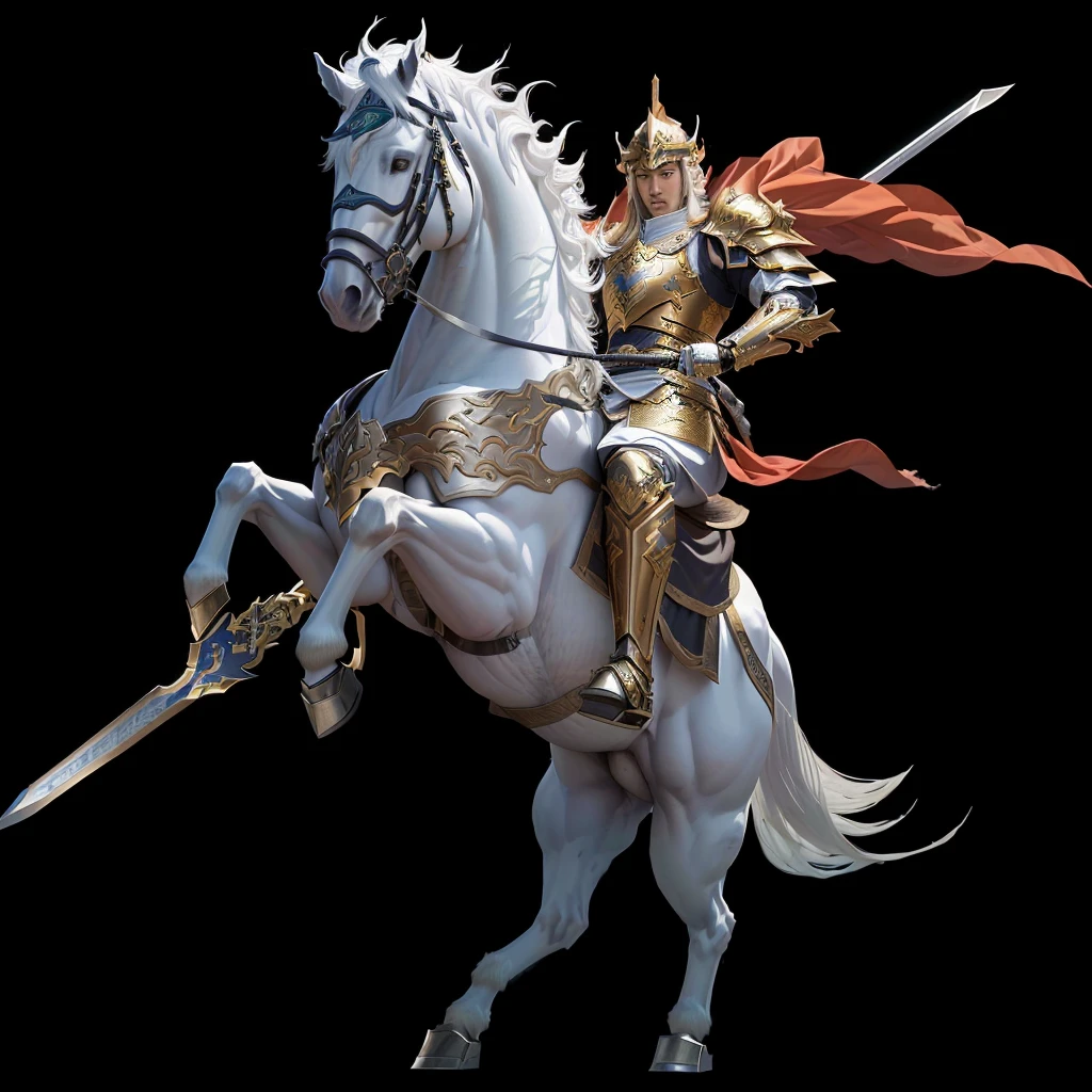 Araf White Horse,There is a man riding on it, zhao yun, heise jinyao, Horse Warrior, xianxia hero, guan yu, Keqing from genshin impact, 《Genshin Impact》Zhongli, Gold Paladin, author:Yang J, Knight carrying a great sword, Krenz Kushat and Lin Wenjun