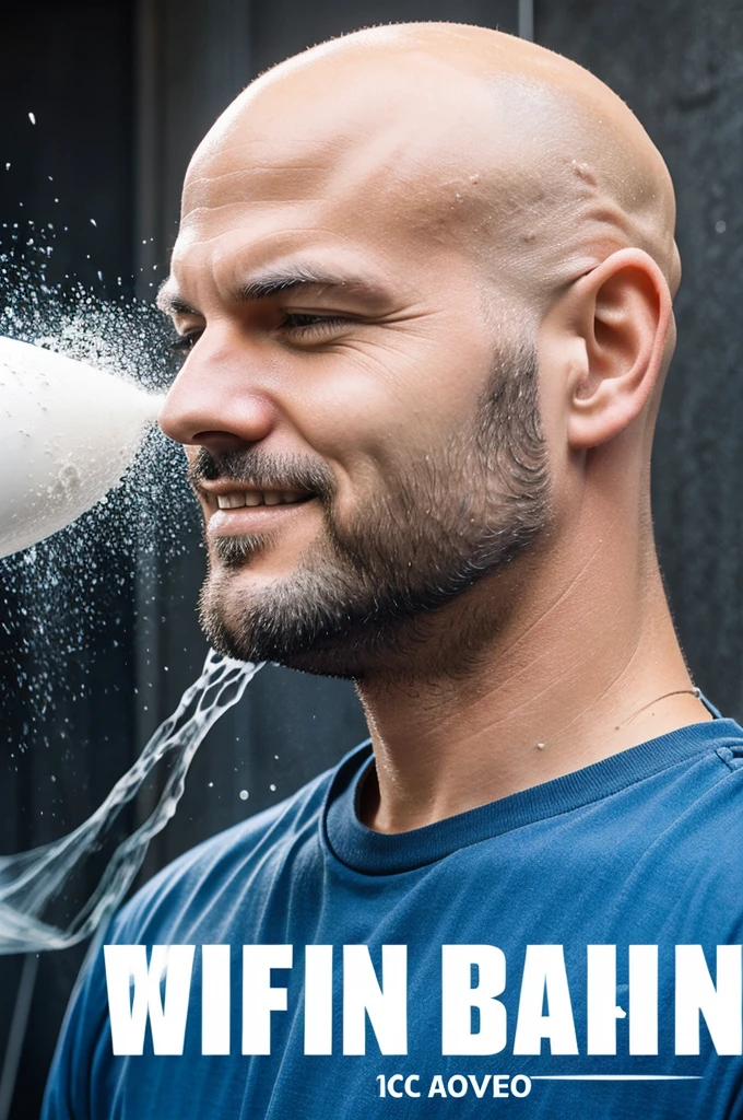 A logo for my company representing a bald man with a foam cannon